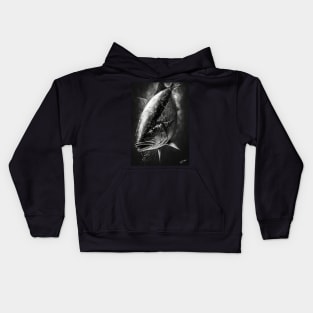 Tuna Swimming India Ink On Black Kids Hoodie